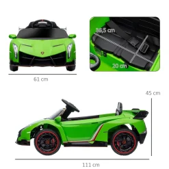 Homcom - Coche Eléctrico Lamborghini Veneno Verde* Vehículos De Batería O A Pedales