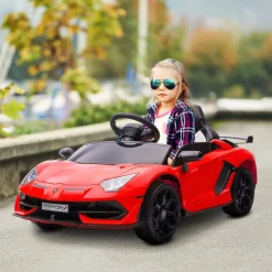 Homcom - Coche eléctrico Lamborghini Aventador Rojo 12 V