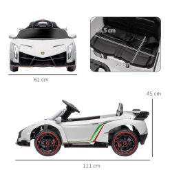 Homcom - Coche Eléctrico Lamborghini Veneno Blanco