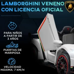 Homcom - Coche Eléctrico Lamborghini Veneno Blanco