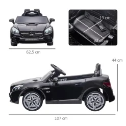 AIYAPLAY Homcom - Coche eléctrico Mercedes SLC 300 Negro con mando* Vehículos De Batería O A Pedales