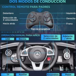 AIYAPLAY Homcom - Coche eléctrico Mercedes SLC 300 Negro con mando* Vehículos De Batería O A Pedales