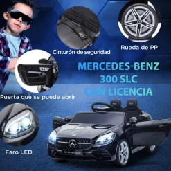 AIYAPLAY Homcom - Coche eléctrico Mercedes SLC 300 Negro con mando* Vehículos De Batería O A Pedales