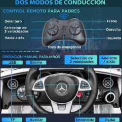 Homcom - Coche eléctrico Mercedes blanco