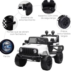 Homcom - Coche todoterreno eléctrico blanco