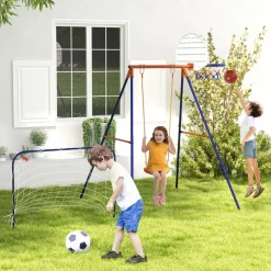 Outsunny Homcom - Columpio infantil con portería y canasta* Columpios