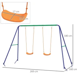 Outsunny Homcom - Columpio infantil doble asiento* Columpios