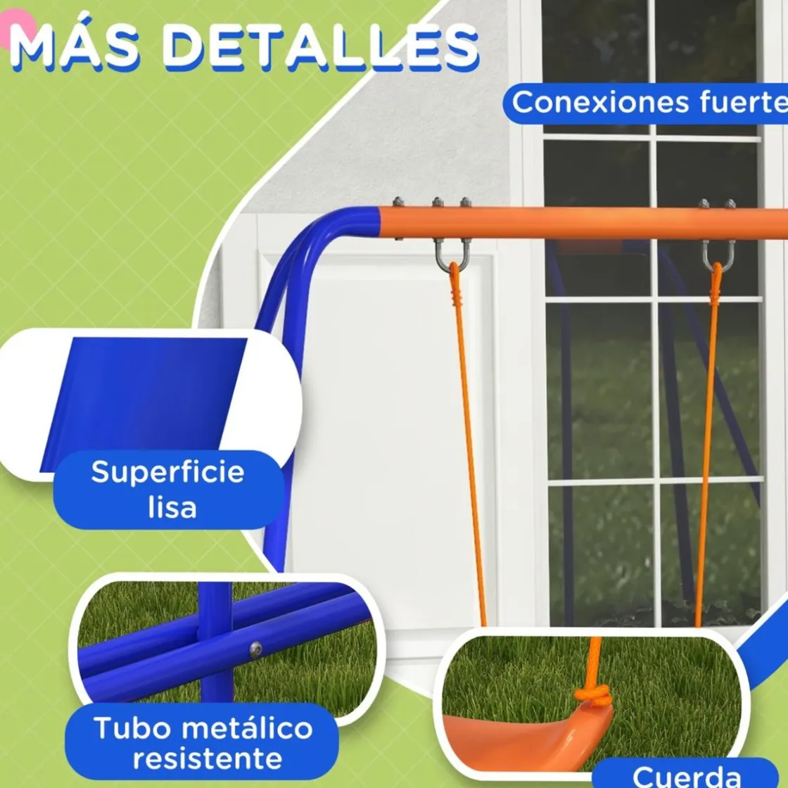 Outsunny Homcom - Columpio infantil triple con tobogán