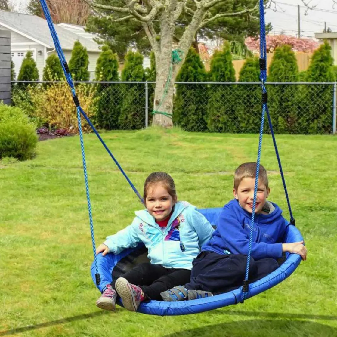 Homcom - Columpio Nido Infantil Azul y Negro