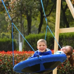 Homcom - Columpio Nido Infantil Azul y Negro