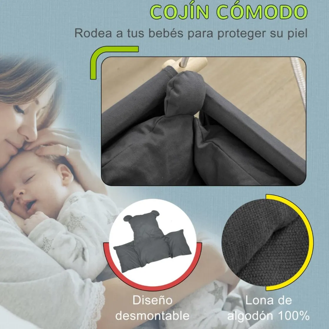 Homcom - Columpio para bebés con altura ajustable* Columpios
