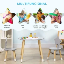 Homcom - Conjunto de mesa y dos sillas estrella