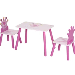 Homcom - Conjunto Mesa + 2 Sillas infantiles Madera Princess* Estilo De Vida