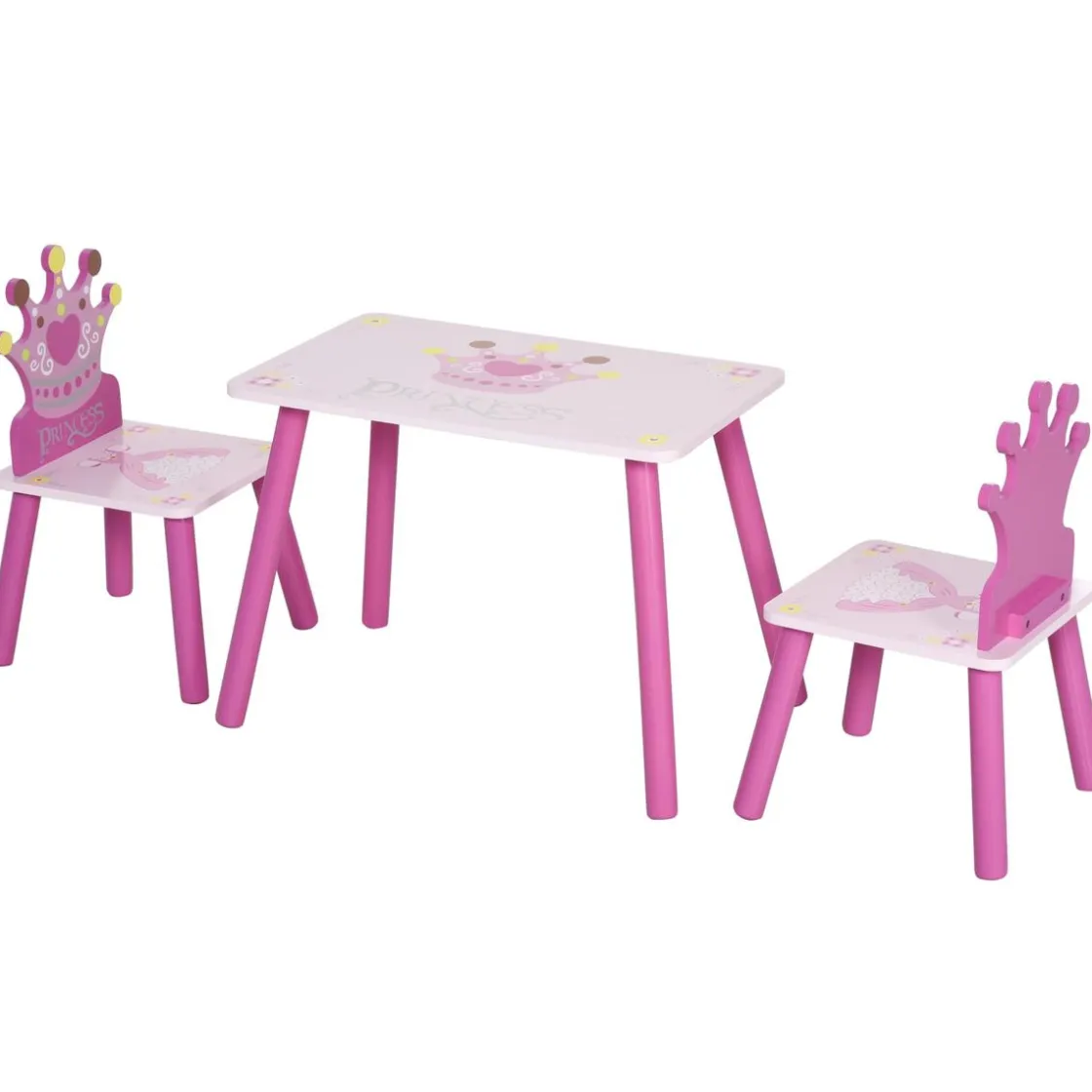 Homcom - Conjunto Mesa + 2 Sillas infantiles Madera Princess* Estilo De Vida