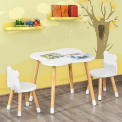 Homcom - Conjunto Mesa + 2 Sillas infantiles Madera