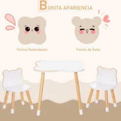 Homcom - Conjunto Mesa + 2 Sillas infantiles Madera