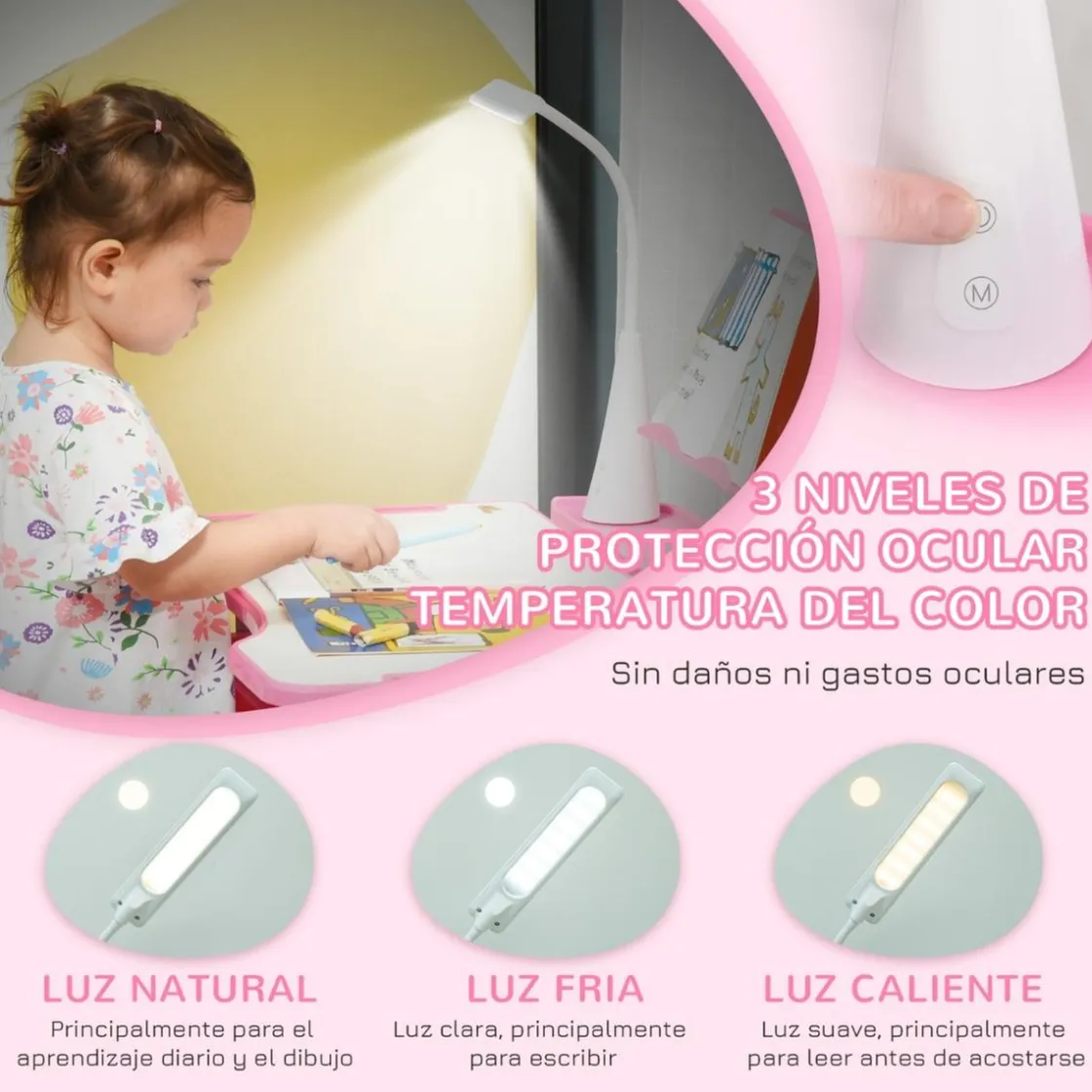 Homcom - Conjunto Pupitre reclinable + Silla Rosa* Estilo De Vida