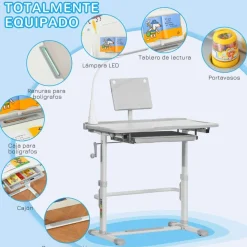 Homcom - Conjunto Pupitre reclinable + Silla Gris* Estilo De Vida