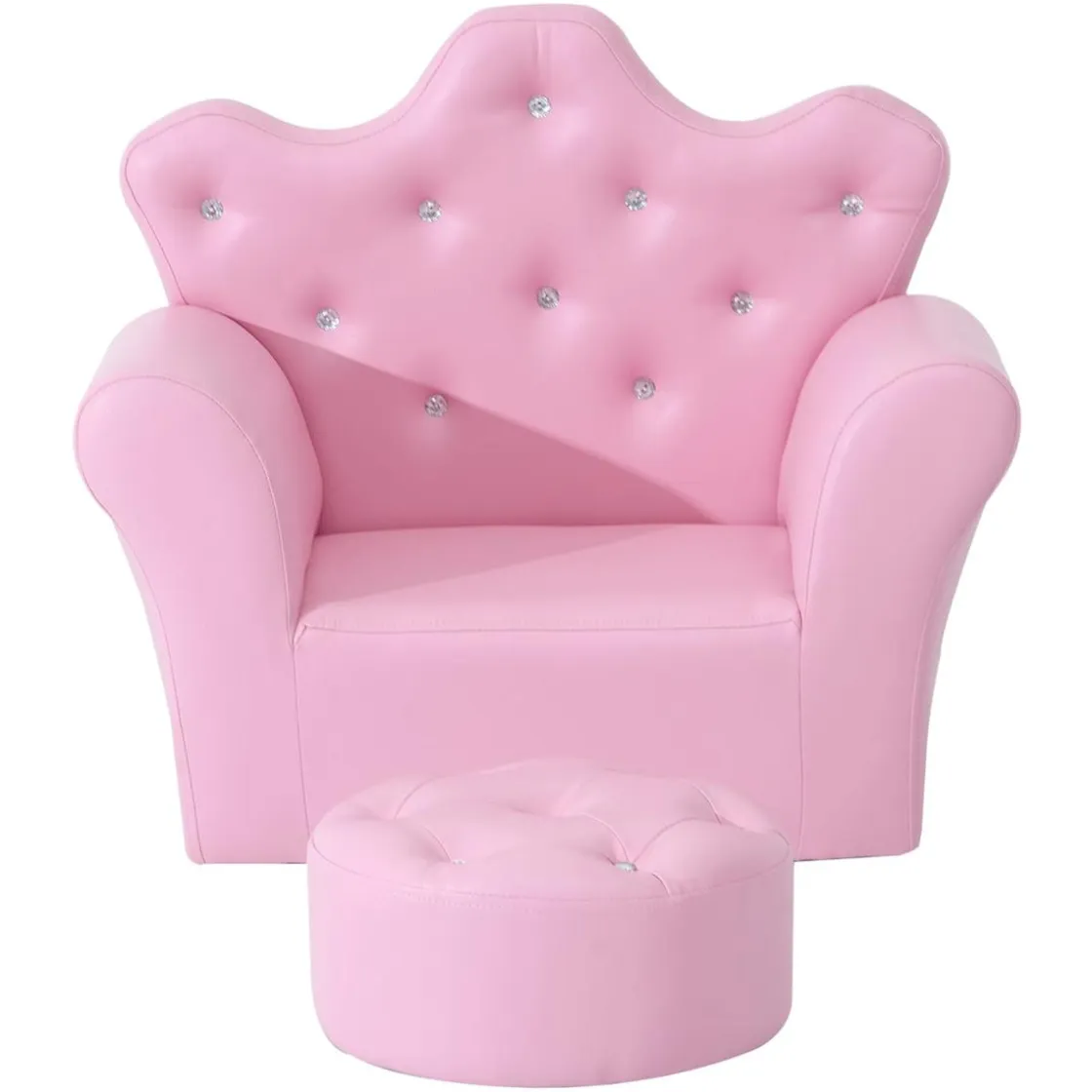 Homcom - Conjunto sillón + puff Rosa