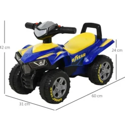 Homcom - Correpasillos Quad Cuatrimoto GOODYEAR Azul* Vehículos De Batería O A Pedales
