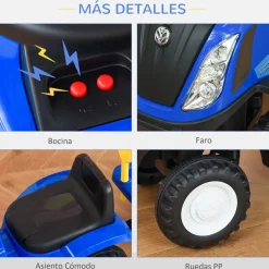 Homcom - Correpasillos Tractor con remolque y herramientas Azul
