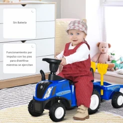 Homcom - Correpasillos Tractor con remolque y herramientas Azul