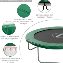 Homcom - Cubierta de protección para cama elástica Ø 305 cm verde