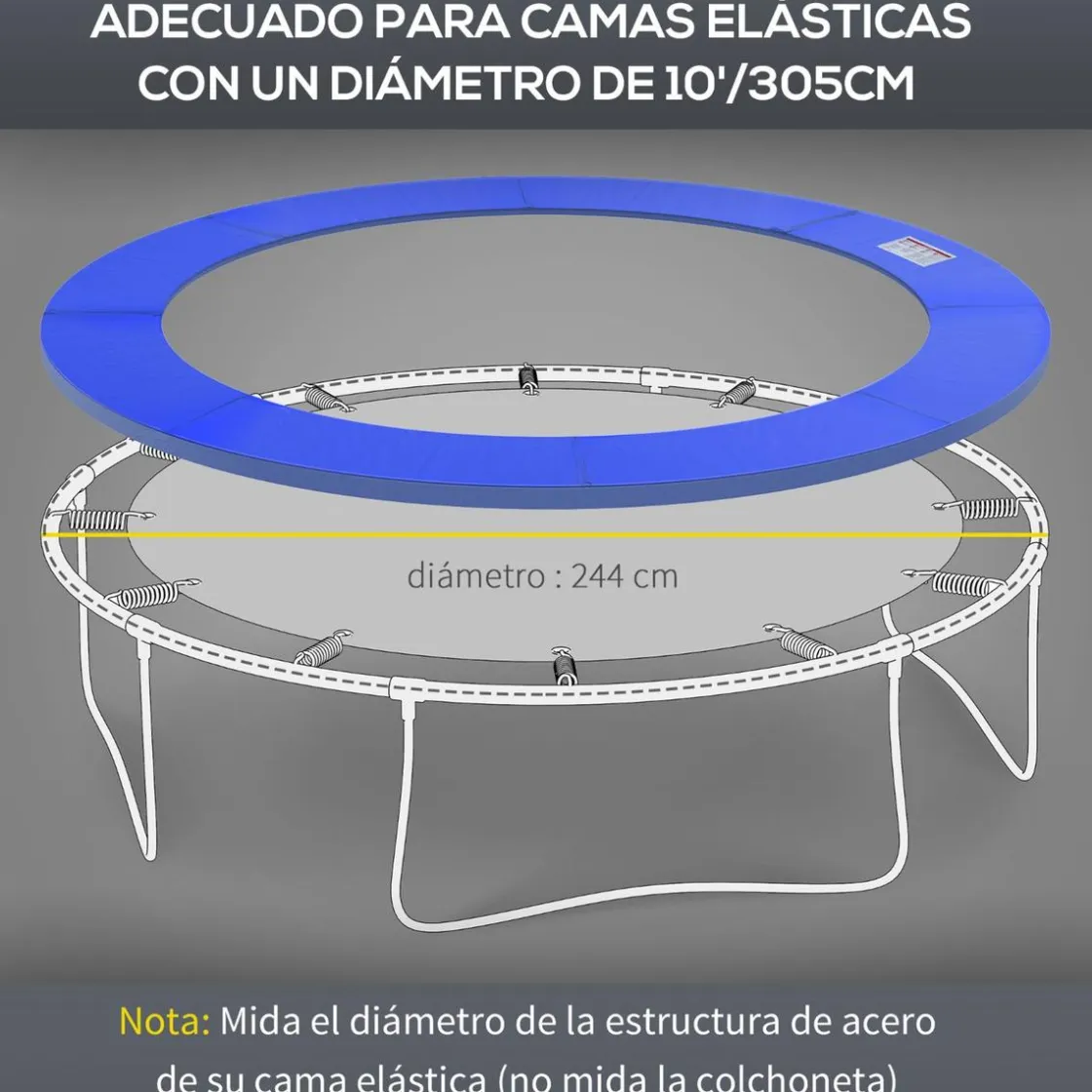 Homcom - Cubierta de protección para cama elástica Ø 305 cm azul