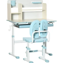 Homcom - Escritorio con estante y silla ajustable Azul y Blanco* Estilo De Vida