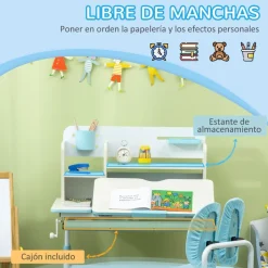 Homcom - Escritorio con estante y silla ajustable Azul y Blanco* Estilo De Vida