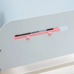 Homcom - Escritorio con estante y silla con altura ajustable Blanco y Rosa