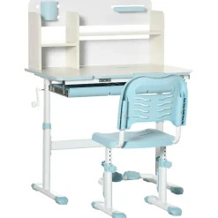 Homcom - Escritorio con estante y silla ajustable Blanco y Azul* Estilo De Vida