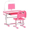 Homcom - Escritorio y silla ajustables Rosa