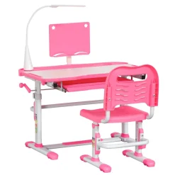 Homcom - Escritorio y silla ajustables Rosa