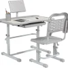 Homcom - Escritorio y silla ajustable Gris y Blanco
