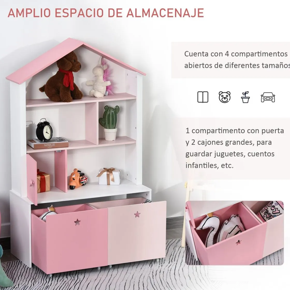 Homcom - Estantería de madera infantil