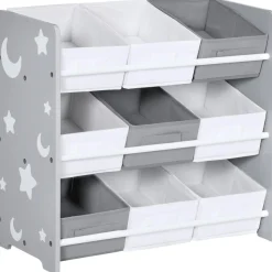 ZONEKIZ Homcom - Estantería infantil con 9 cajas Gris* Estilo De Vida