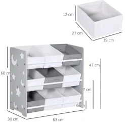 ZONEKIZ Homcom - Estantería infantil con 9 cajas Gris* Estilo De Vida