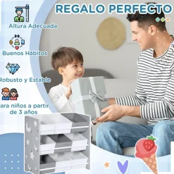 ZONEKIZ Homcom - Estantería infantil con 9 cajas Gris* Estilo De Vida