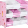 ZONEKIZ Homcom - Estantería infantil con 9 cajas Rosa* Estilo De Vida