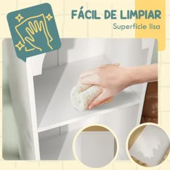 AIYAPLAY Homcom - Estantería infantil 3 niveles Blanco y Natural