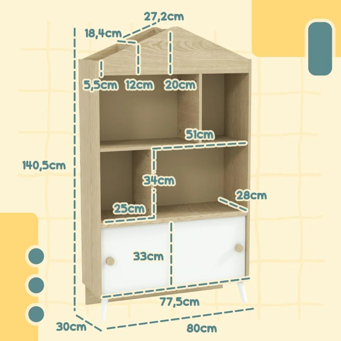 AIYAPLAY Homcom - Estantería infantil madera