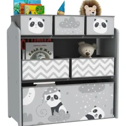 ZONEKIZ Homcom - Estantería para juguetes 6 cajas tela Gris