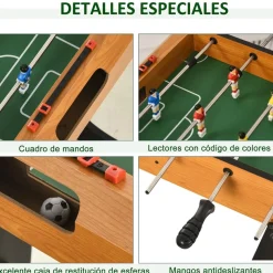 Homcom - Futbolín 22 jugadores y 2 marcadores Natural/Negro* Deportes|Futbolines