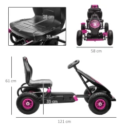 Homcom - Kart de pedales Negro/Rosa* Vehículos De Batería O A Pedales