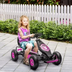 Homcom - Kart de pedales Negro/Rosa* Vehículos De Batería O A Pedales