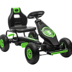 Homcom - Kart de pedales Negro/Verde
