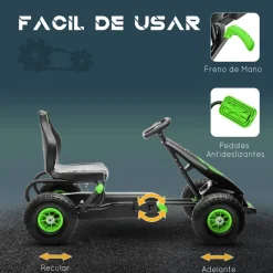 Homcom - Kart de pedales Negro/Verde