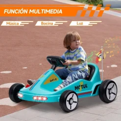 AIYAPLAY Homcom - Kart eléctrico Azul con luz y música