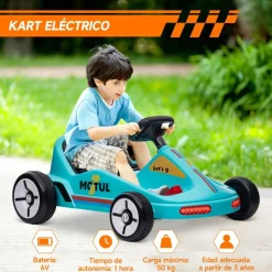 AIYAPLAY Homcom - Kart eléctrico Azul con luz y música